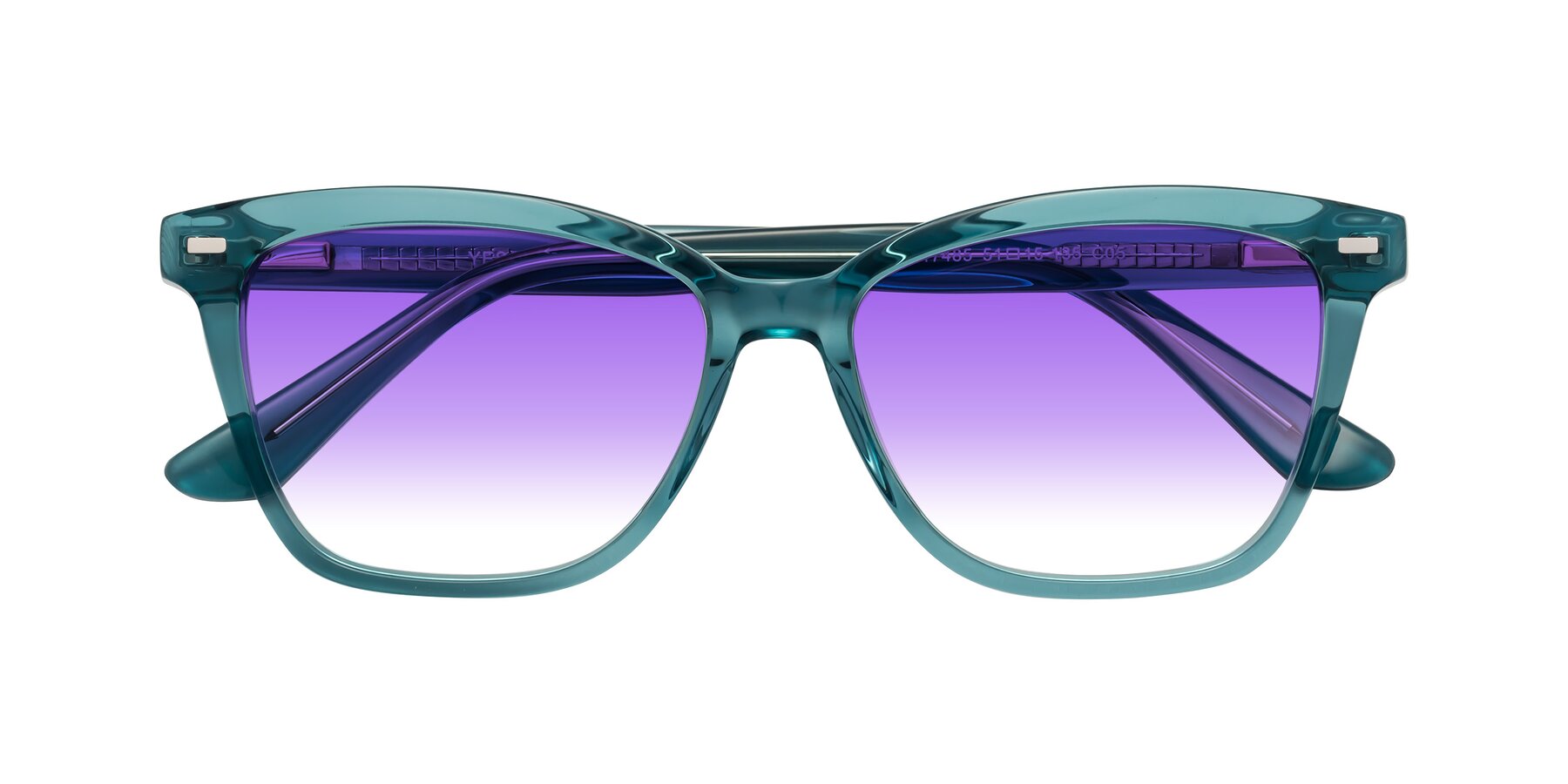 Folded Front of 17485 in Teal with Purple Gradient Lenses