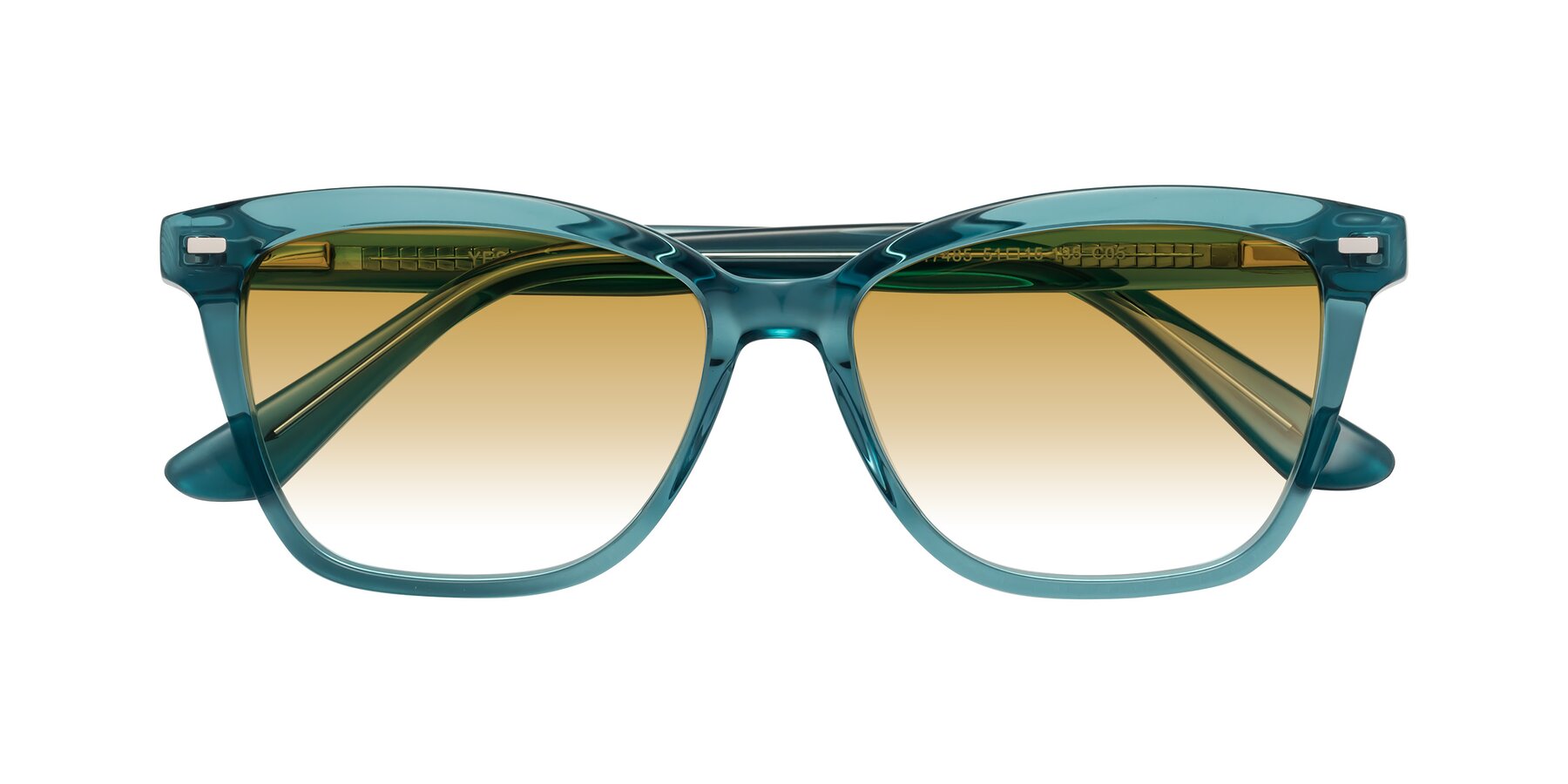 Folded Front of 17485 in Teal with Champagne Gradient Lenses