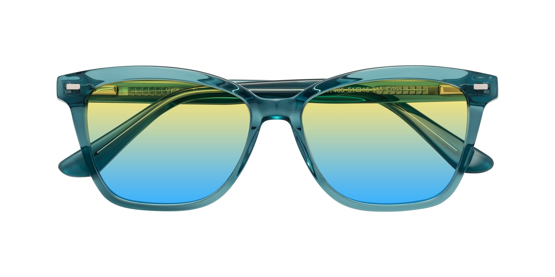 Folded Front of 17485 in Teal with Yellow / Blue Gradient Lenses