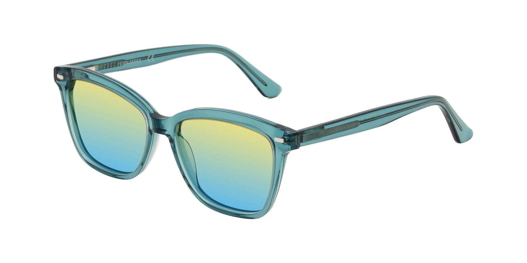 Angle of 17485 in Teal with Yellow / Blue Gradient Lenses