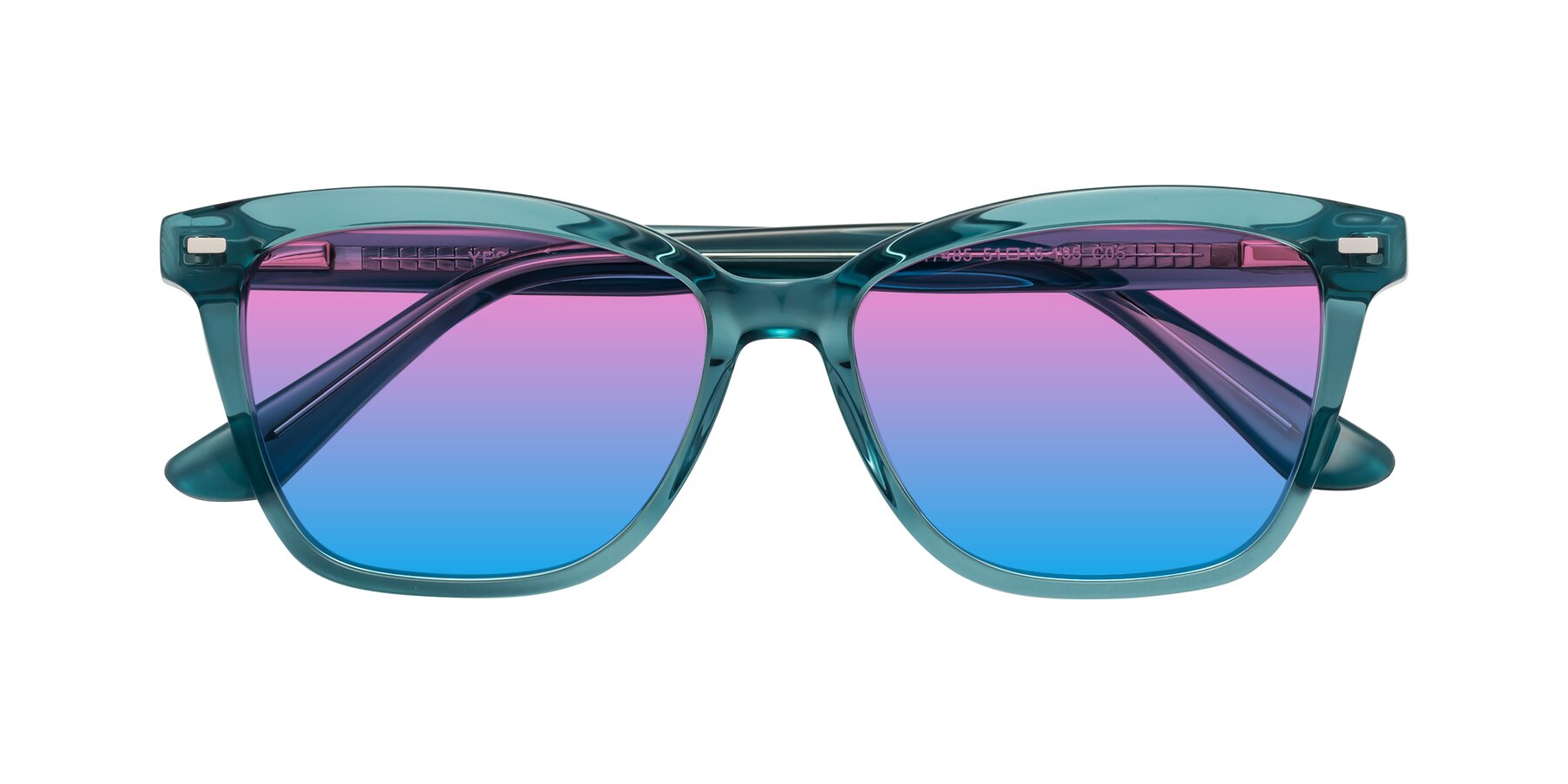 Folded Front of 17485 in Teal with Pink / Blue Gradient Lenses