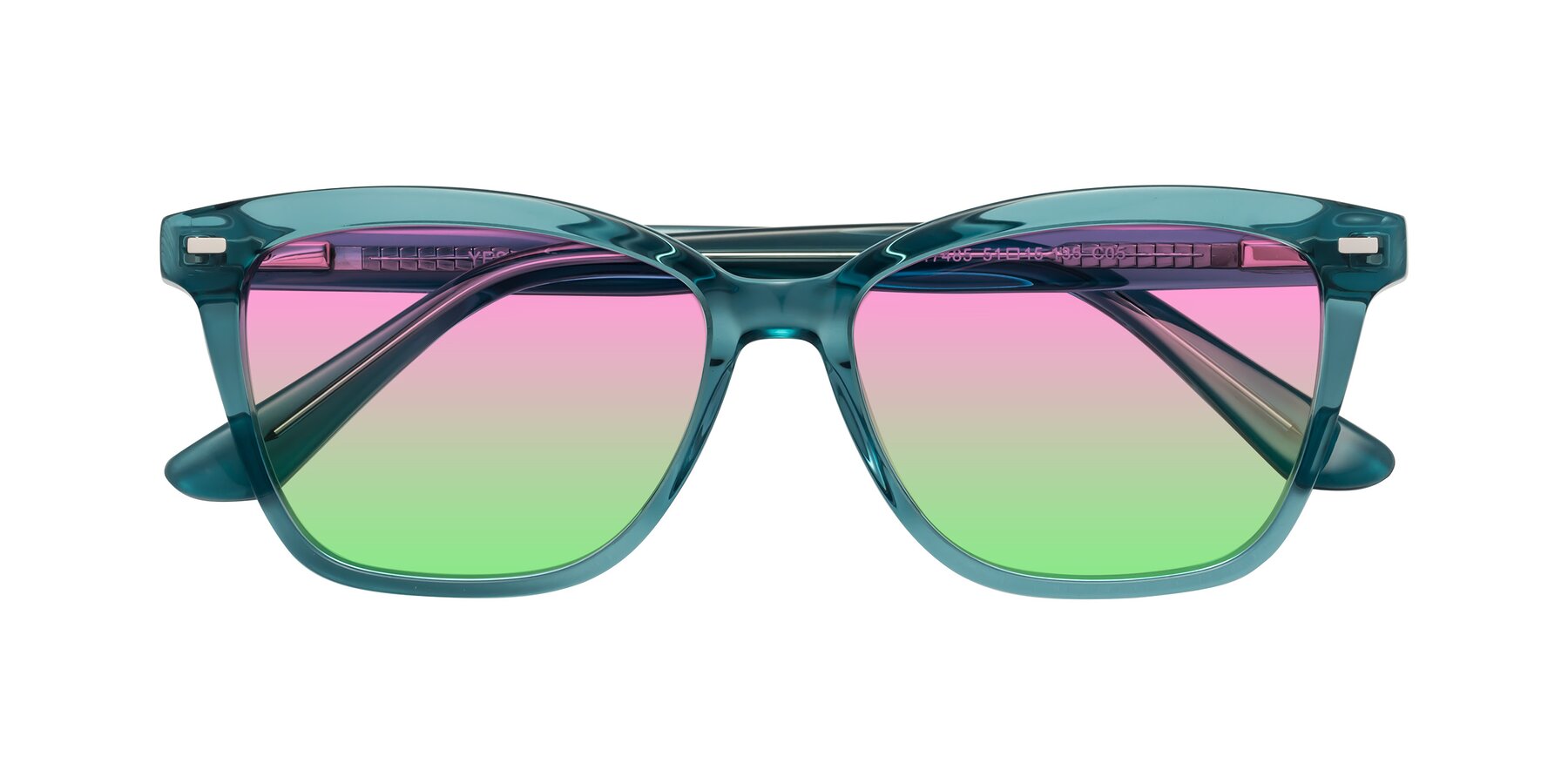 Folded Front of 17485 in Teal with Pink / Green Gradient Lenses