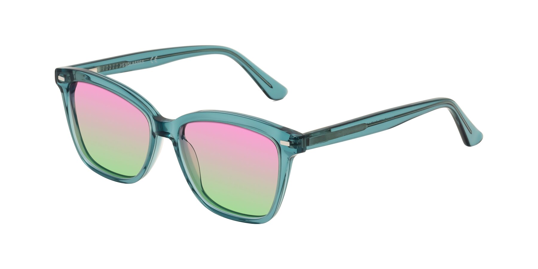 Angle of 17485 in Teal with Pink / Green Gradient Lenses