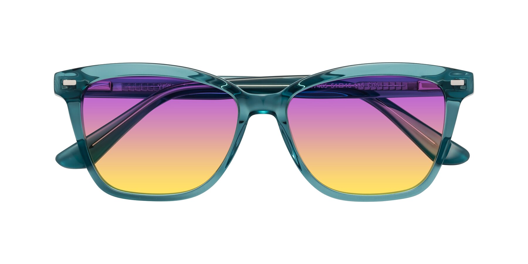 Folded Front of 17485 in Teal with Purple / Yellow Gradient Lenses