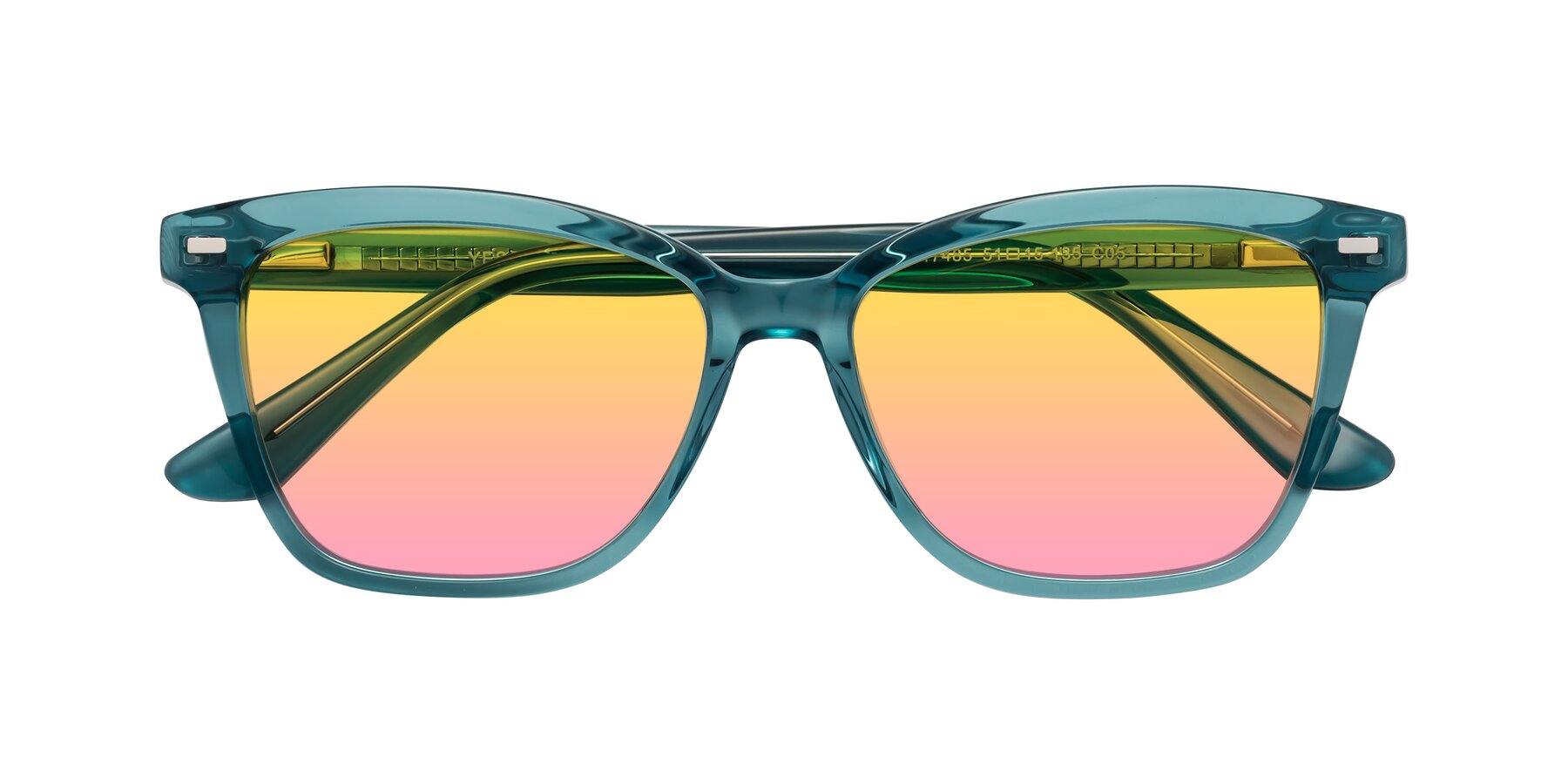 Folded Front of 17485 in Teal with Yellow / Pink Gradient Lenses