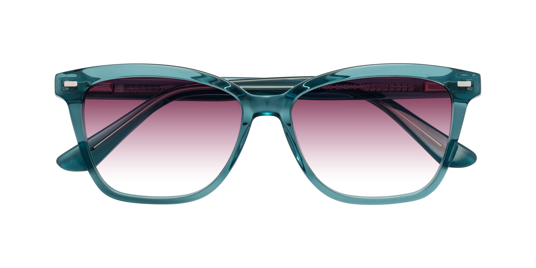 Folded Front of 17485 in Teal with Wine Gradient Lenses