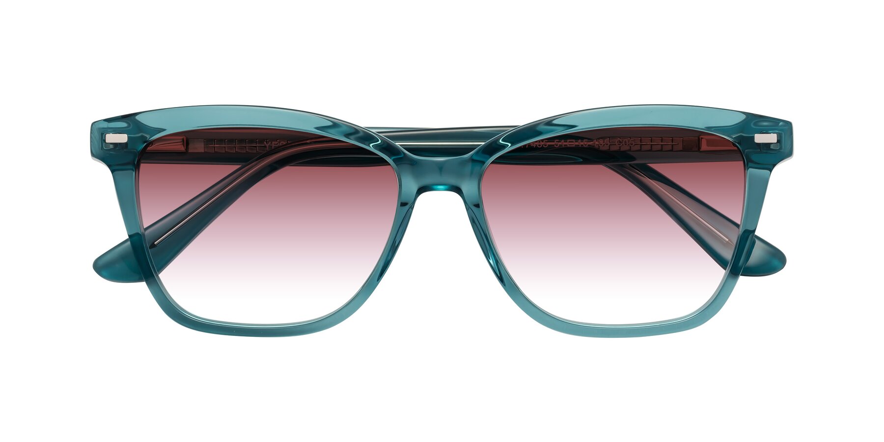 Folded Front of 17485 in Teal with Garnet Gradient Lenses