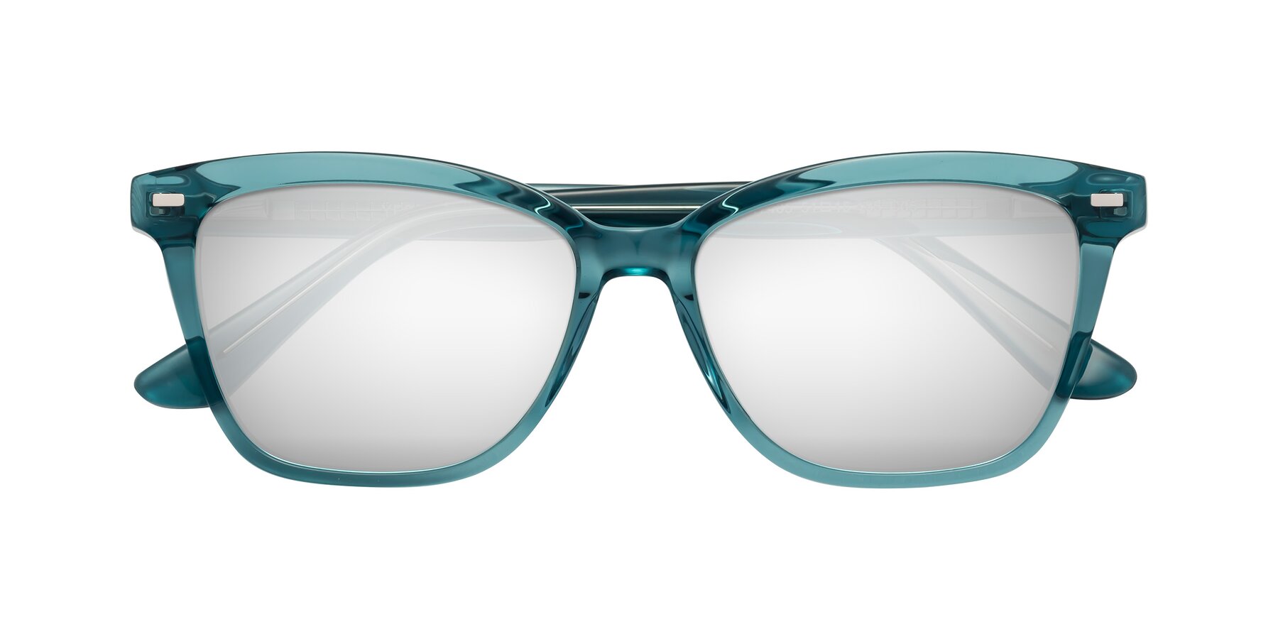 Folded Front of 17485 in Teal with Silver Mirrored Lenses