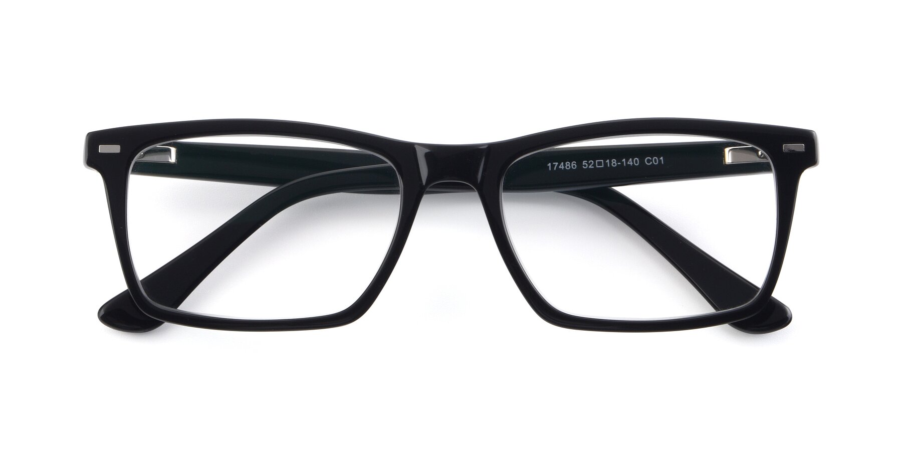 Folded Front of 17486 in Black with Clear Blue Light Blocking Lenses