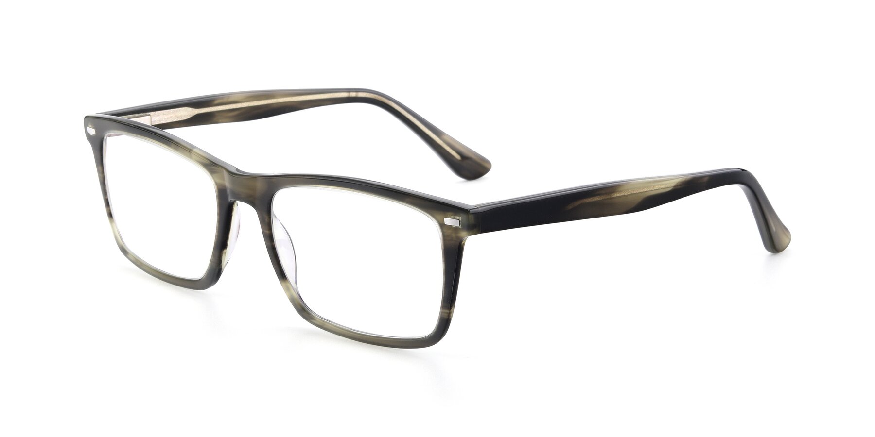 Angle of 17486 in Stripe Green with Clear Reading Eyeglass Lenses