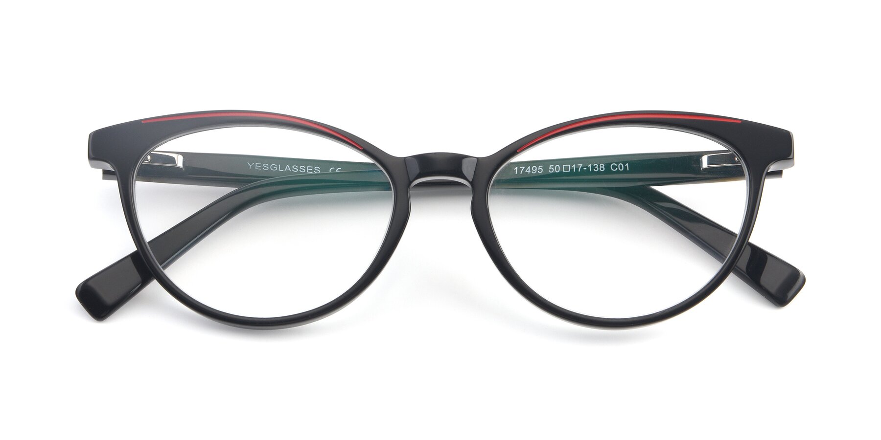 Folded Front of 17495 in Black-Wine with Clear Eyeglass Lenses