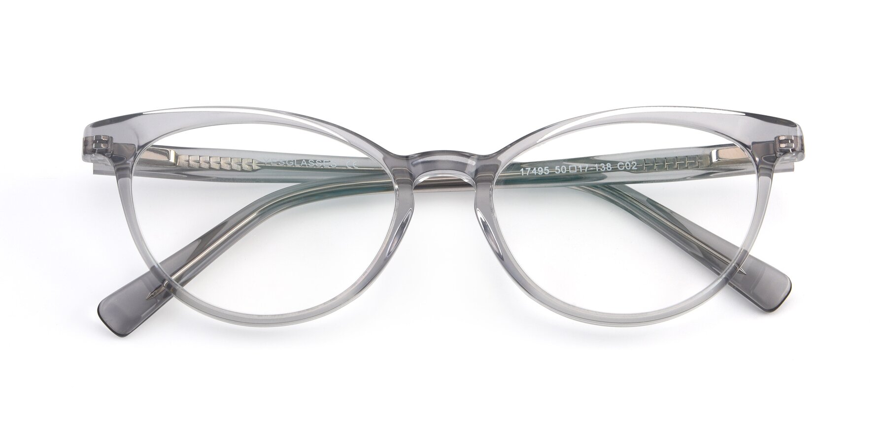 Folded Front of 17495 in Grey-White with Clear Eyeglass Lenses