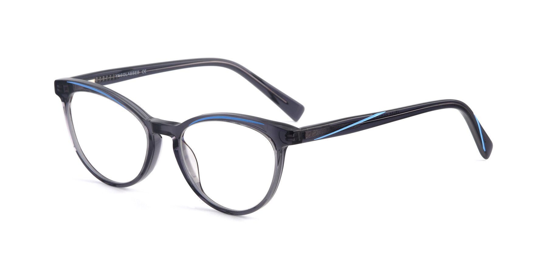 Angle of 17495 in Grey-Blue with Clear Eyeglass Lenses