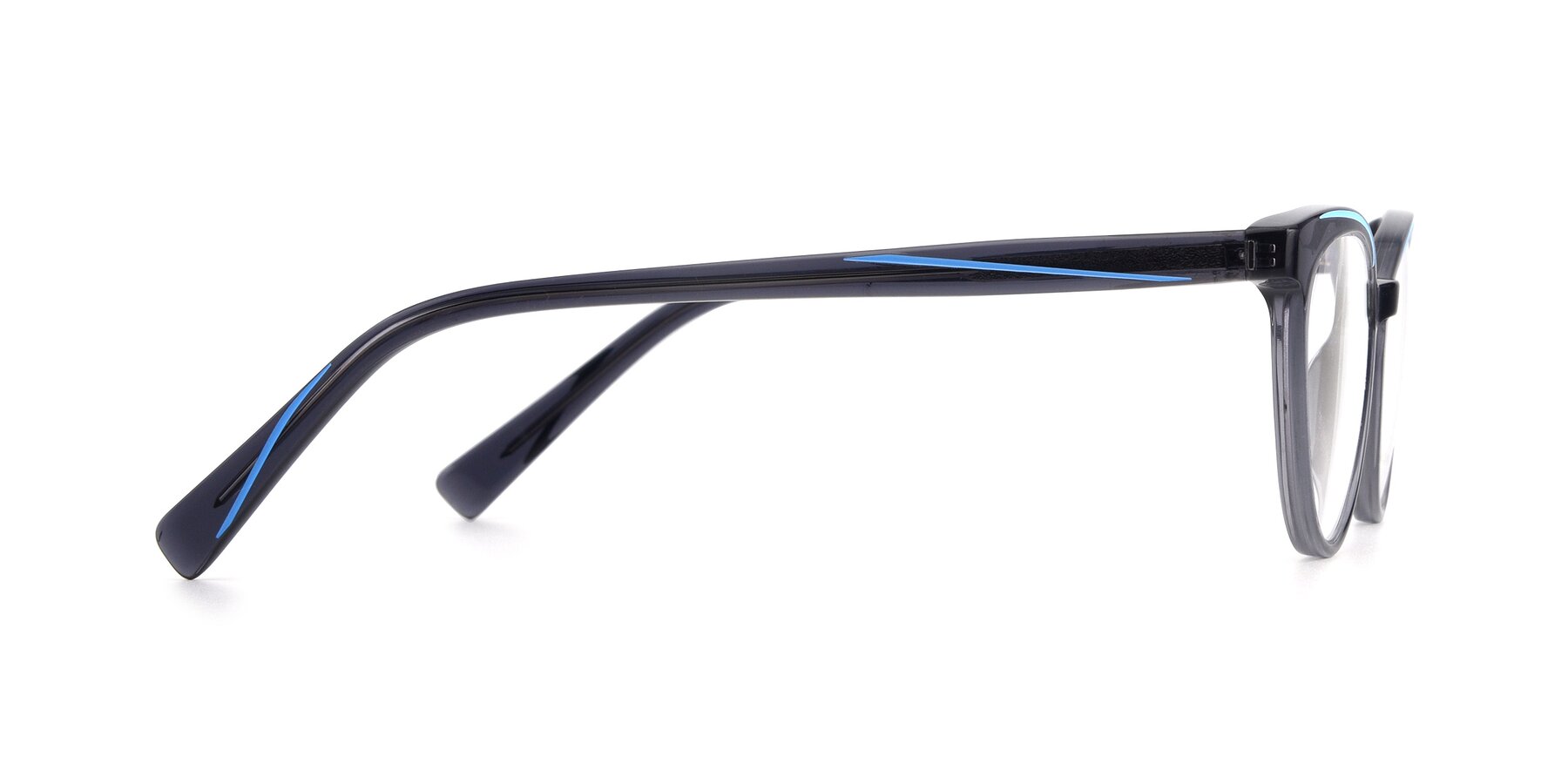 Side of 17495 in Grey-Blue with Clear Reading Eyeglass Lenses