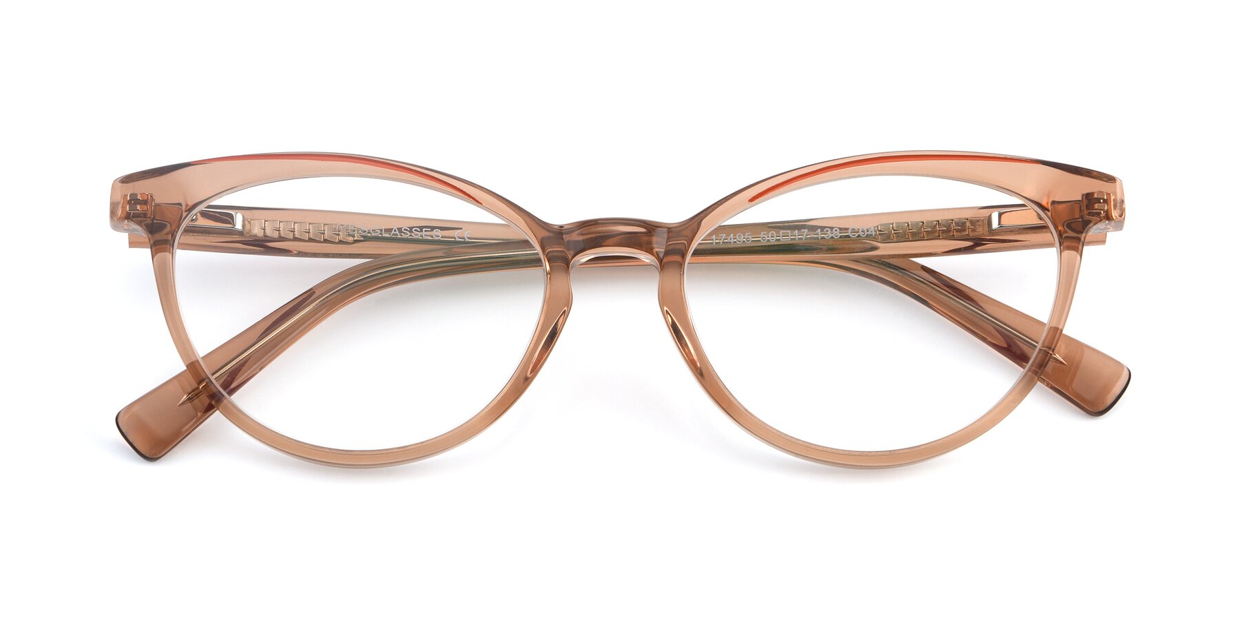 Folded Front of 17495 in Caramel-Wine with Clear Eyeglass Lenses