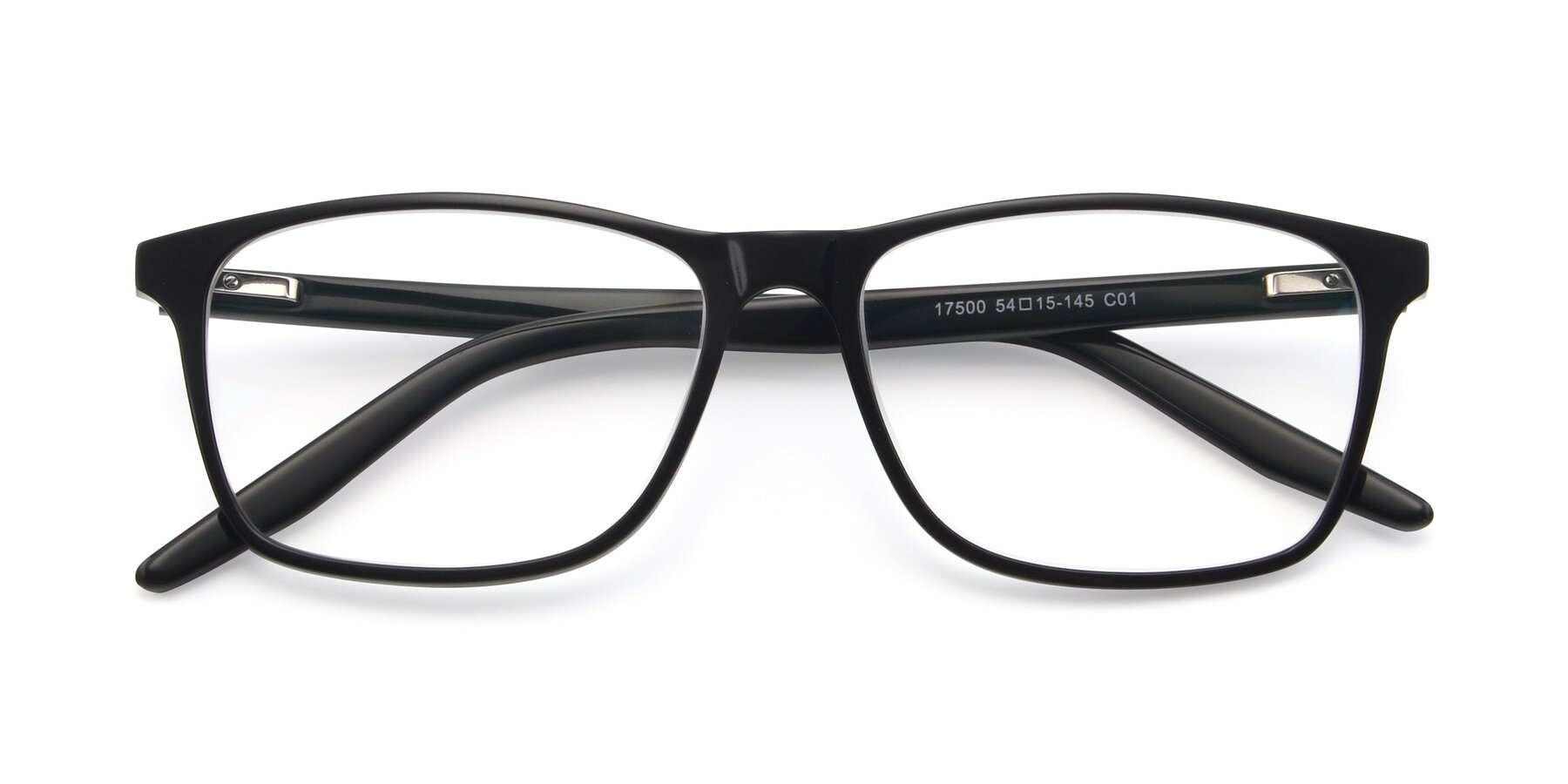 Folded Front of 17500 in Black with Clear Reading Eyeglass Lenses