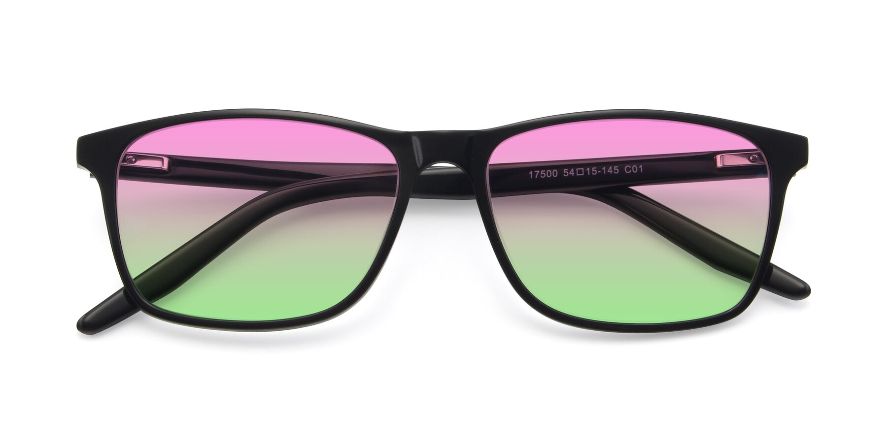 Folded Front of 17500 in Black with Pink / Green Gradient Lenses