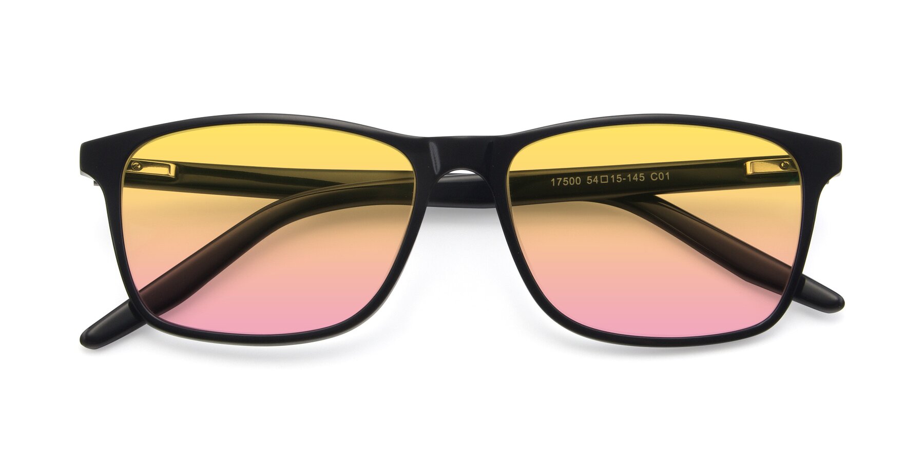 Folded Front of 17500 in Black with Yellow / Pink Gradient Lenses