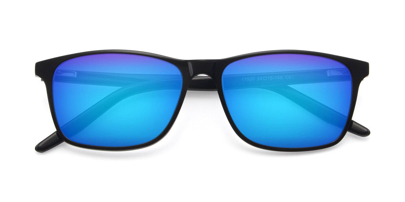 17500 - Black Flash Mirrored Sunglasses