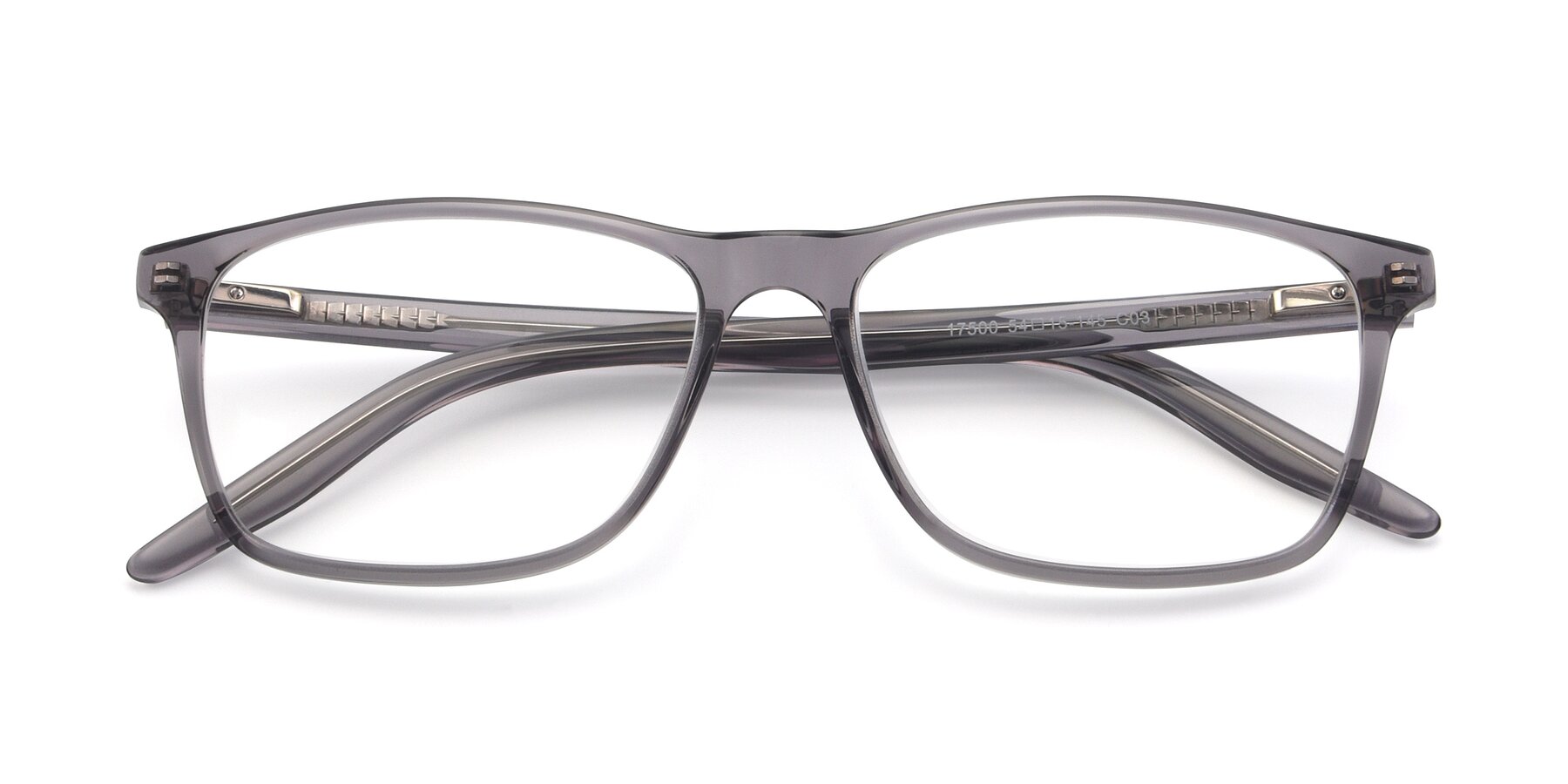 Folded Front of 17500 in Transparent Grey with Clear Reading Eyeglass Lenses