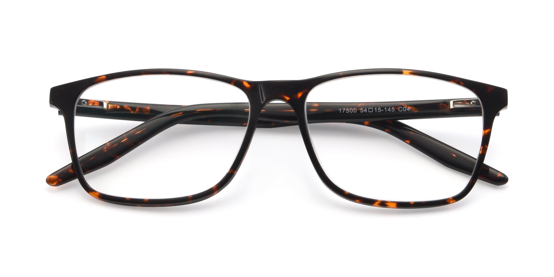 Folded Front of 17500 in Tortoise with Clear Reading Eyeglass Lenses