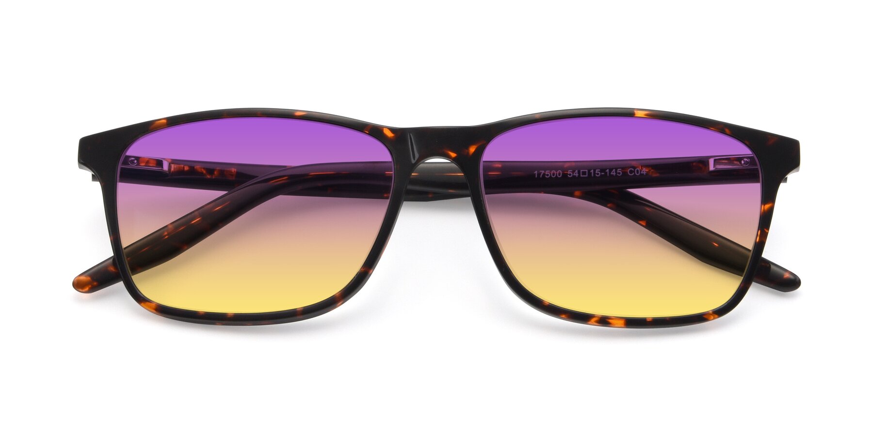 Folded Front of 17500 in Tortoise with Purple / Yellow Gradient Lenses