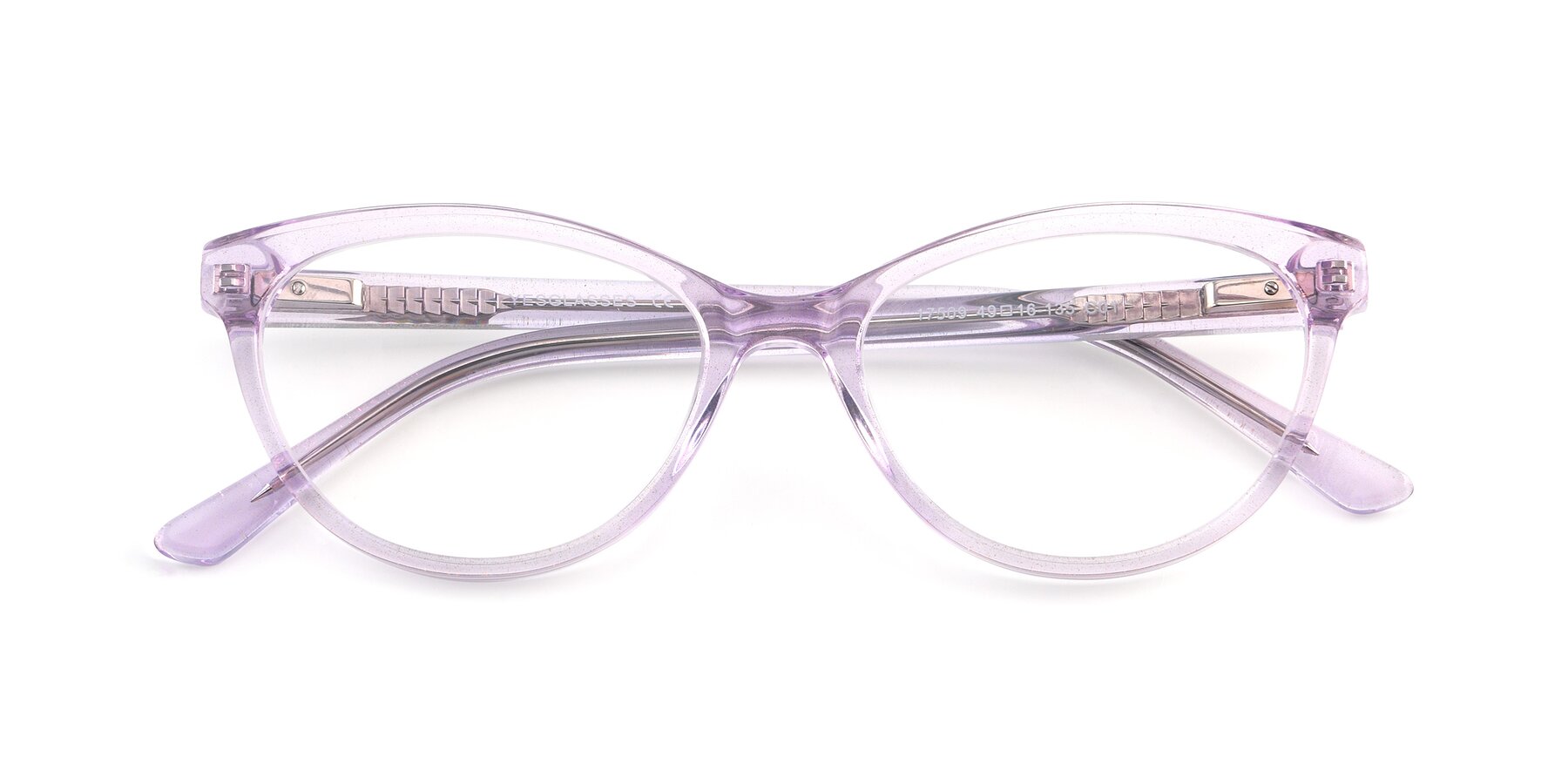 Folded Front of 17509 in Transparent Purple with Clear Eyeglass Lenses