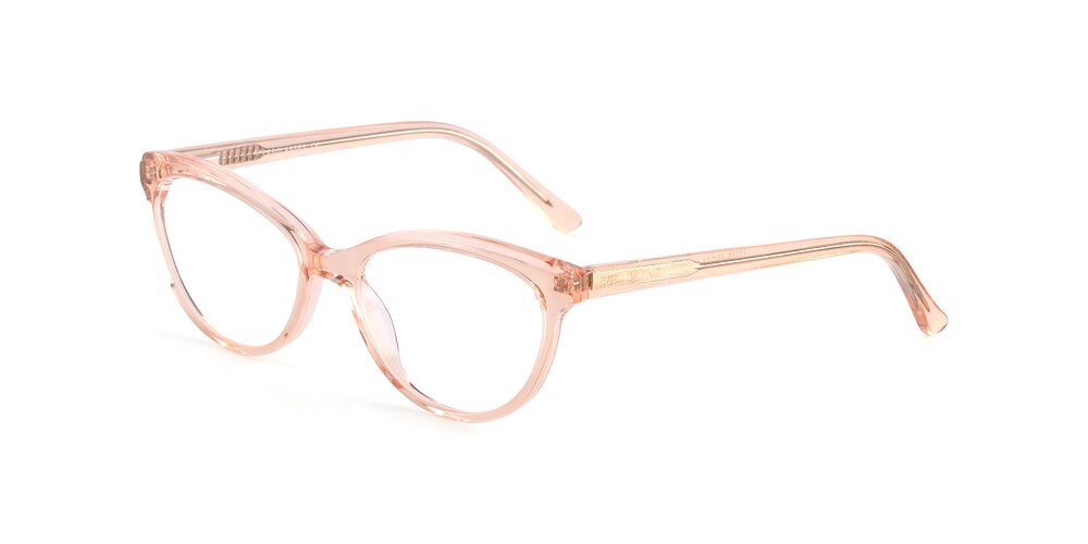 Transparent Caramel Narrow Acetate Cat-Eye Eyeglasses - 17509