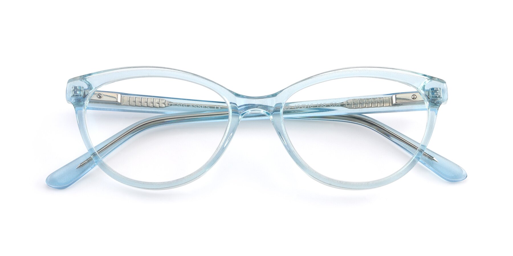 Folded Front of 17509 in Glitter Cyan with Clear Reading Eyeglass Lenses
