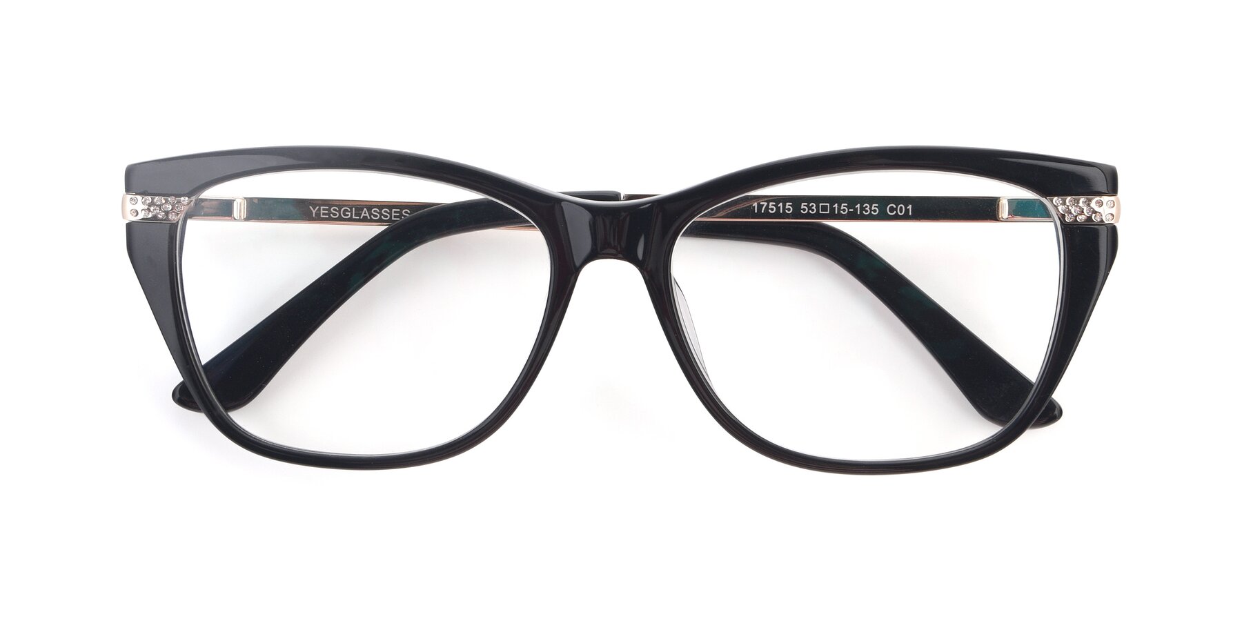Folded Front of 17515 in Black with Clear Reading Eyeglass Lenses