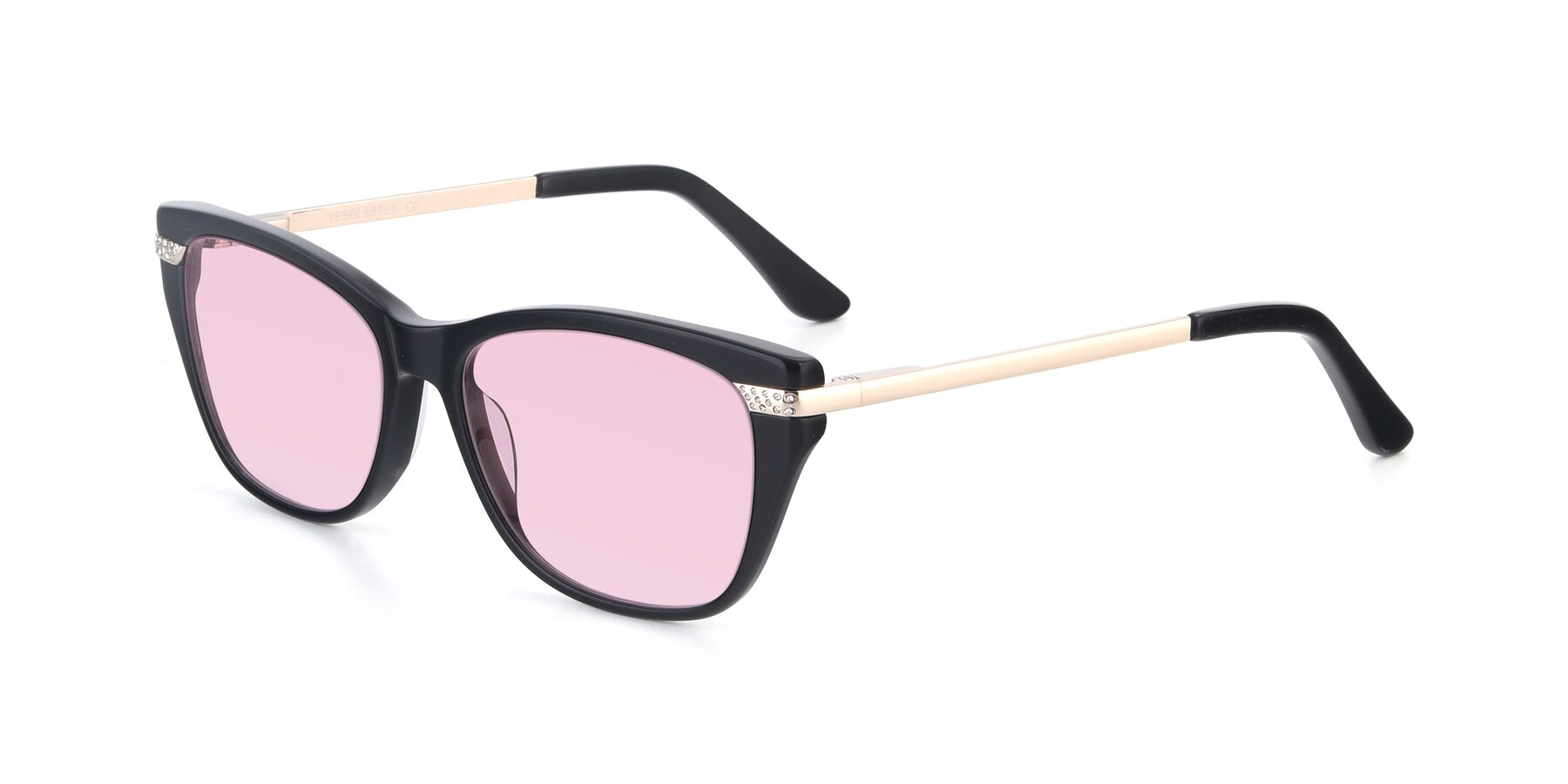 Angle of 17515 in Black with Light Pink Tinted Lenses