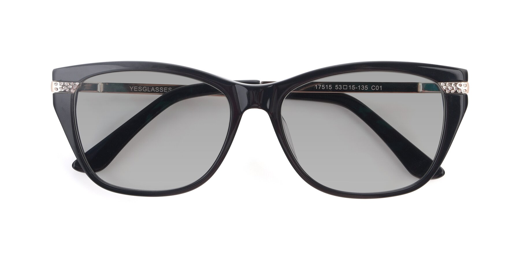 Folded Front of 17515 in Black with Light Gray Tinted Lenses