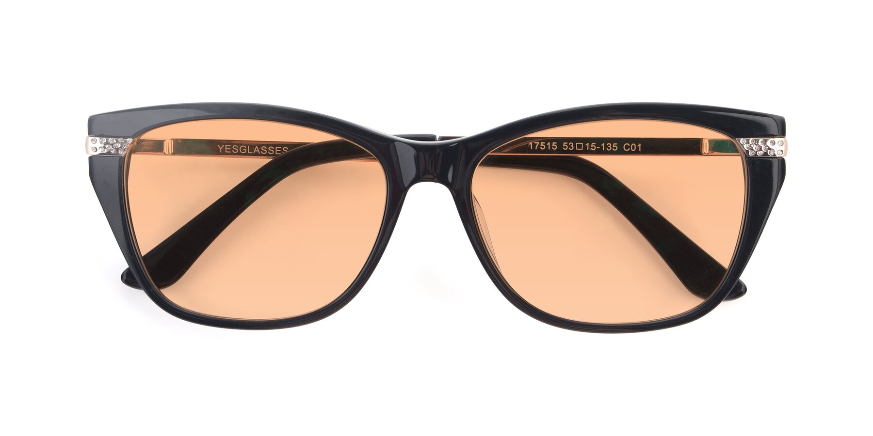 Folded Front of 17515 in Black with Light Orange Tinted Lenses