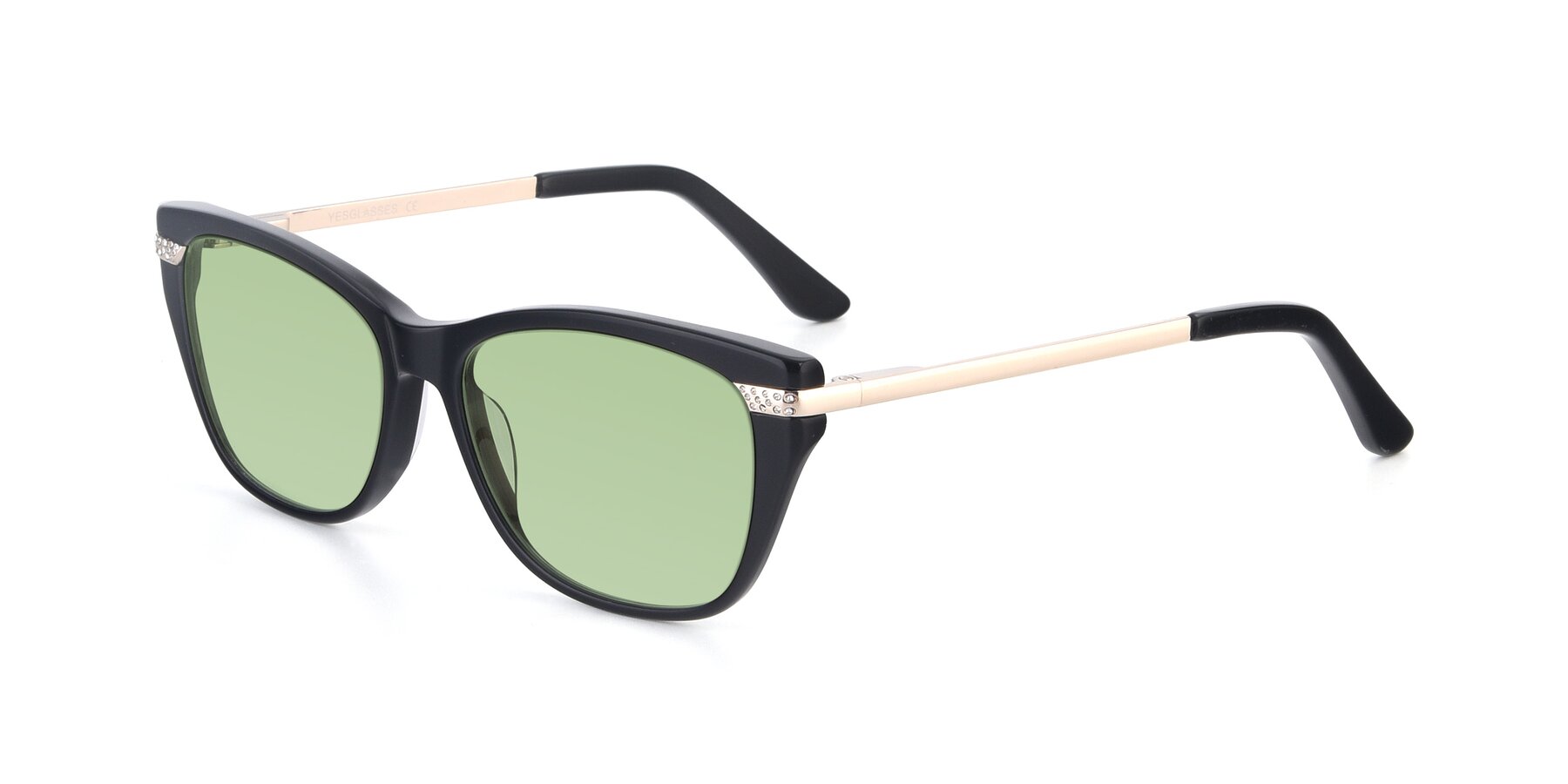 Angle of 17515 in Black with Medium Green Tinted Lenses