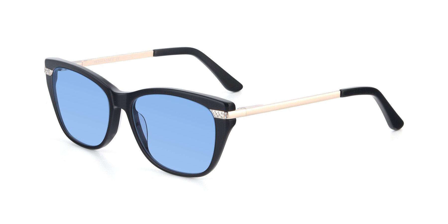 Angle of 17515 in Black with Medium Blue Tinted Lenses