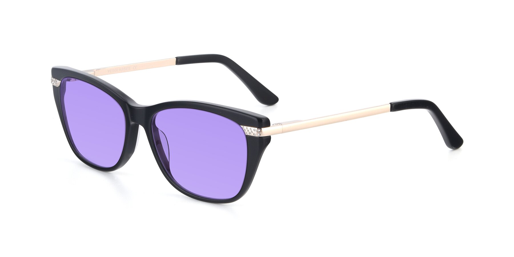 Angle of 17515 in Black with Medium Purple Tinted Lenses