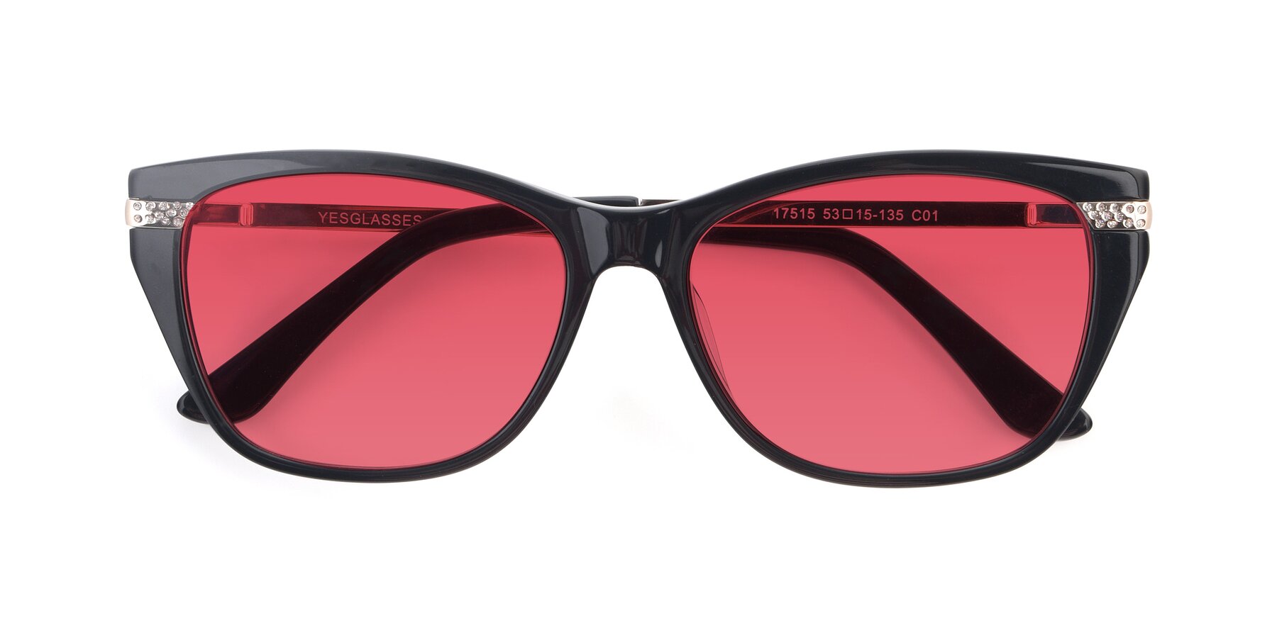 Folded Front of 17515 in Black with Red Tinted Lenses