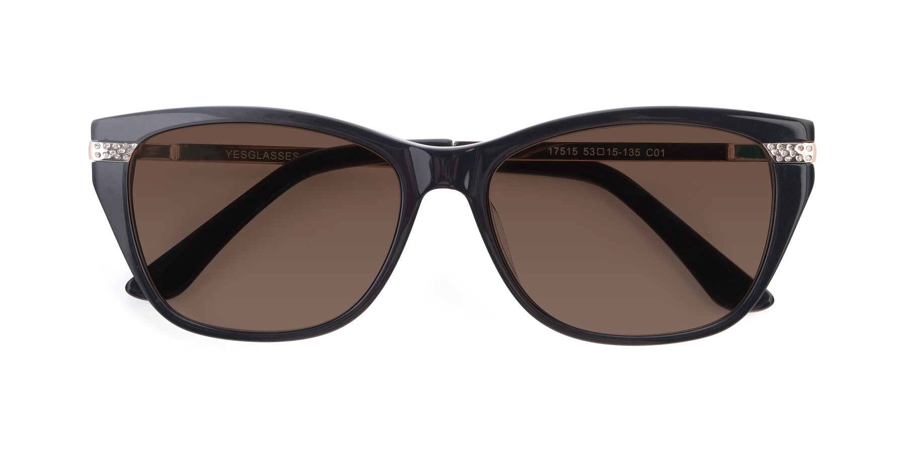 Folded Front of 17515 in Black with Brown Tinted Lenses
