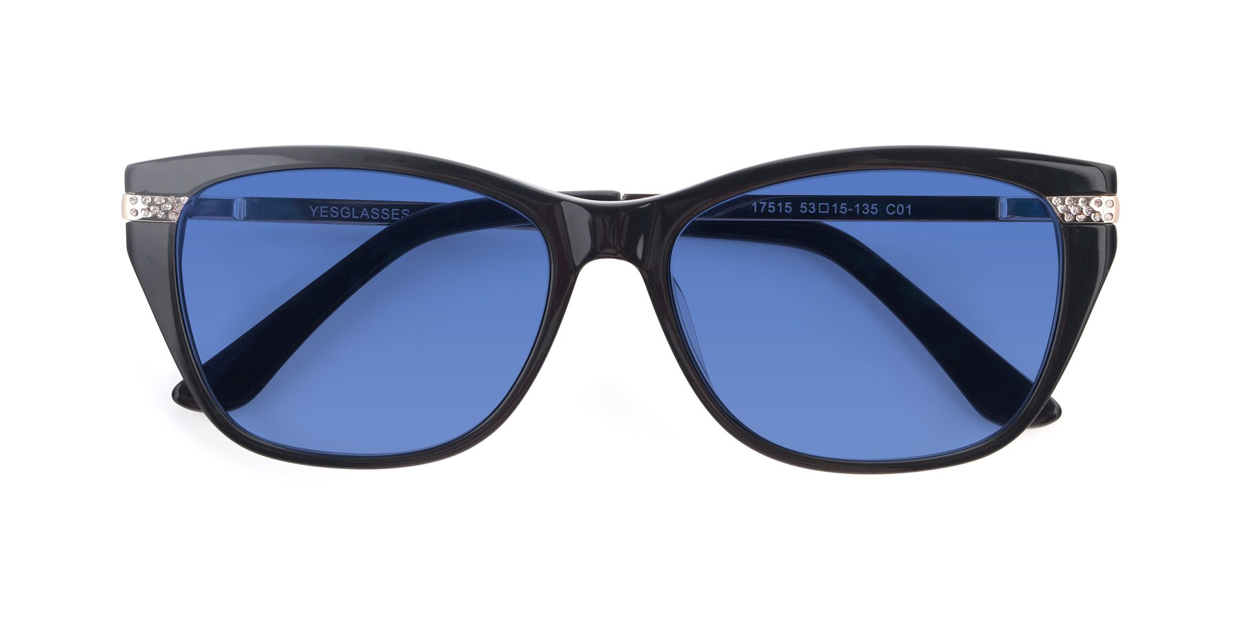 Folded Front of 17515 in Black with Blue Tinted Lenses