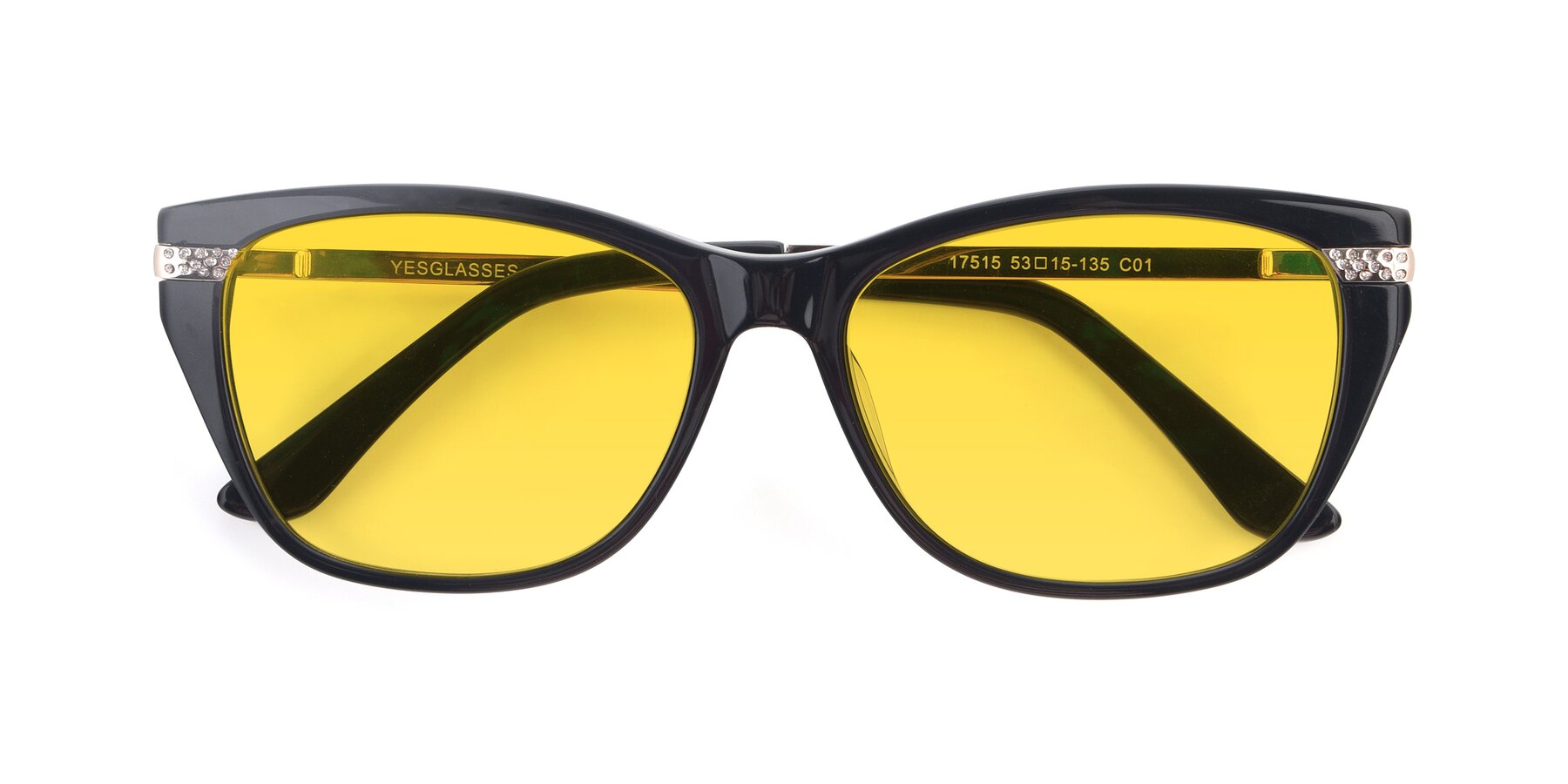 Folded Front of 17515 in Black with Yellow Tinted Lenses