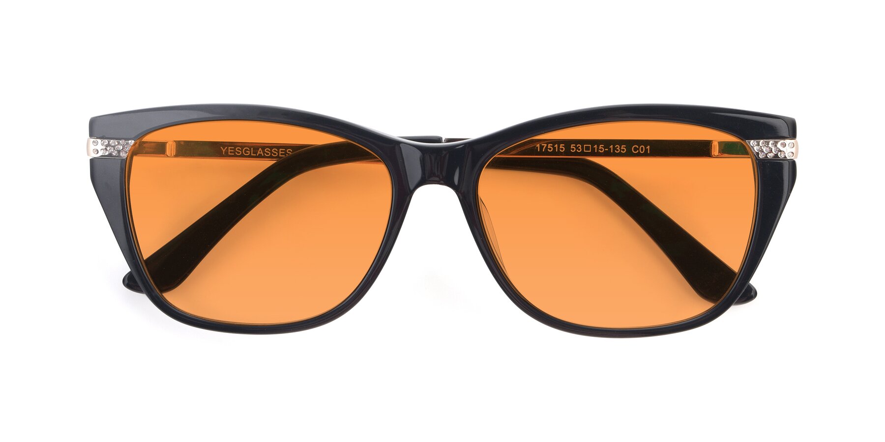 Folded Front of 17515 in Black with Orange Tinted Lenses