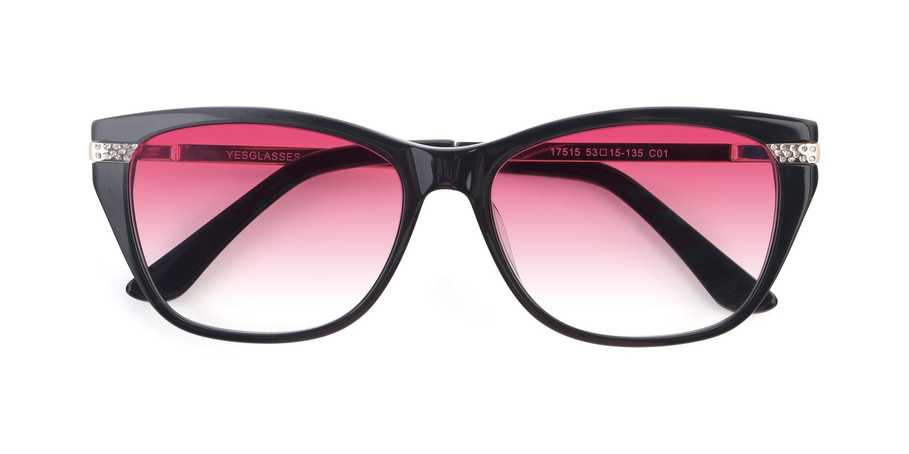 Folded Front of 17515 in Black with Pink Gradient Lenses
