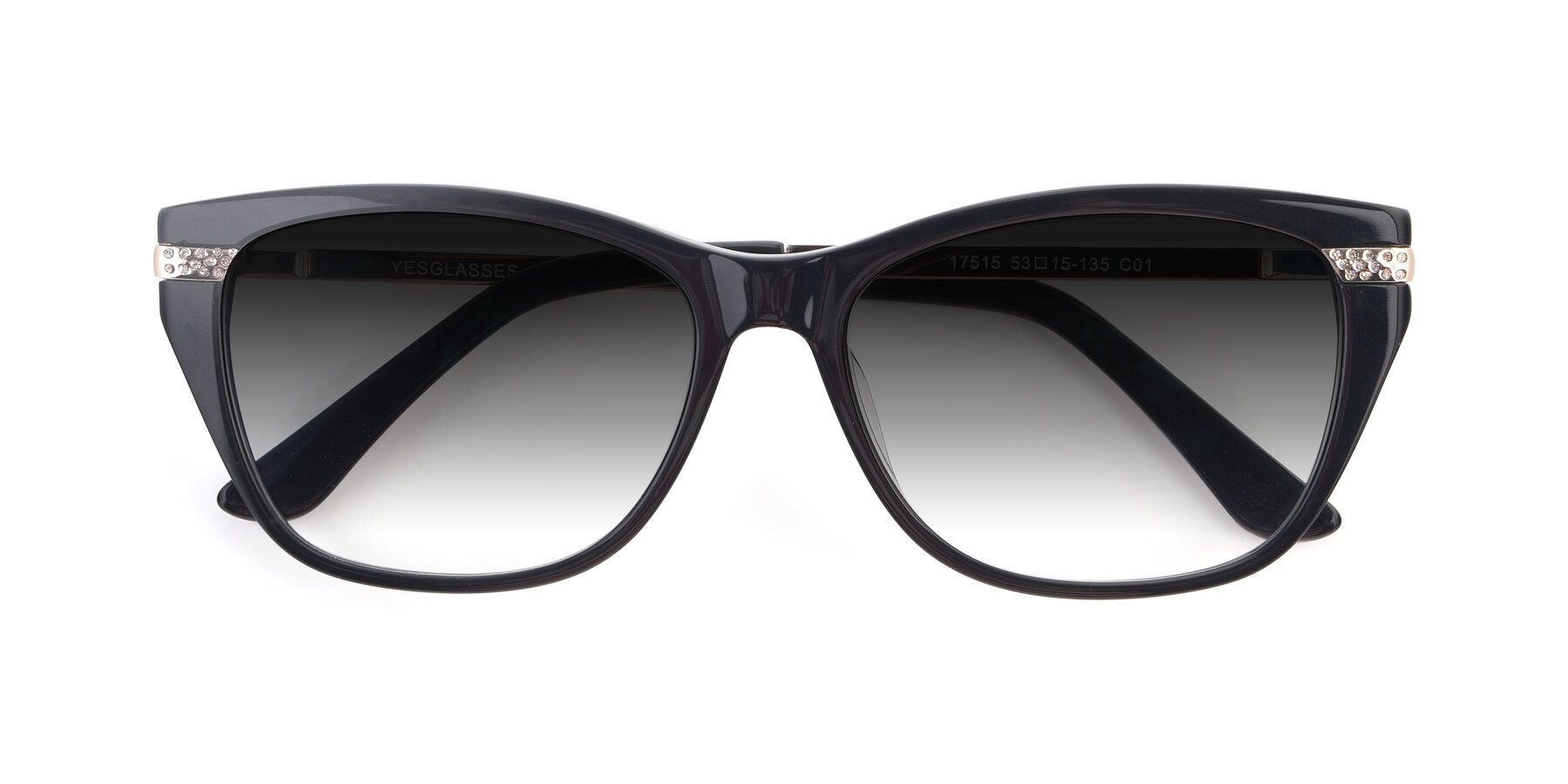 Folded Front of 17515 in Black with Gray Gradient Lenses