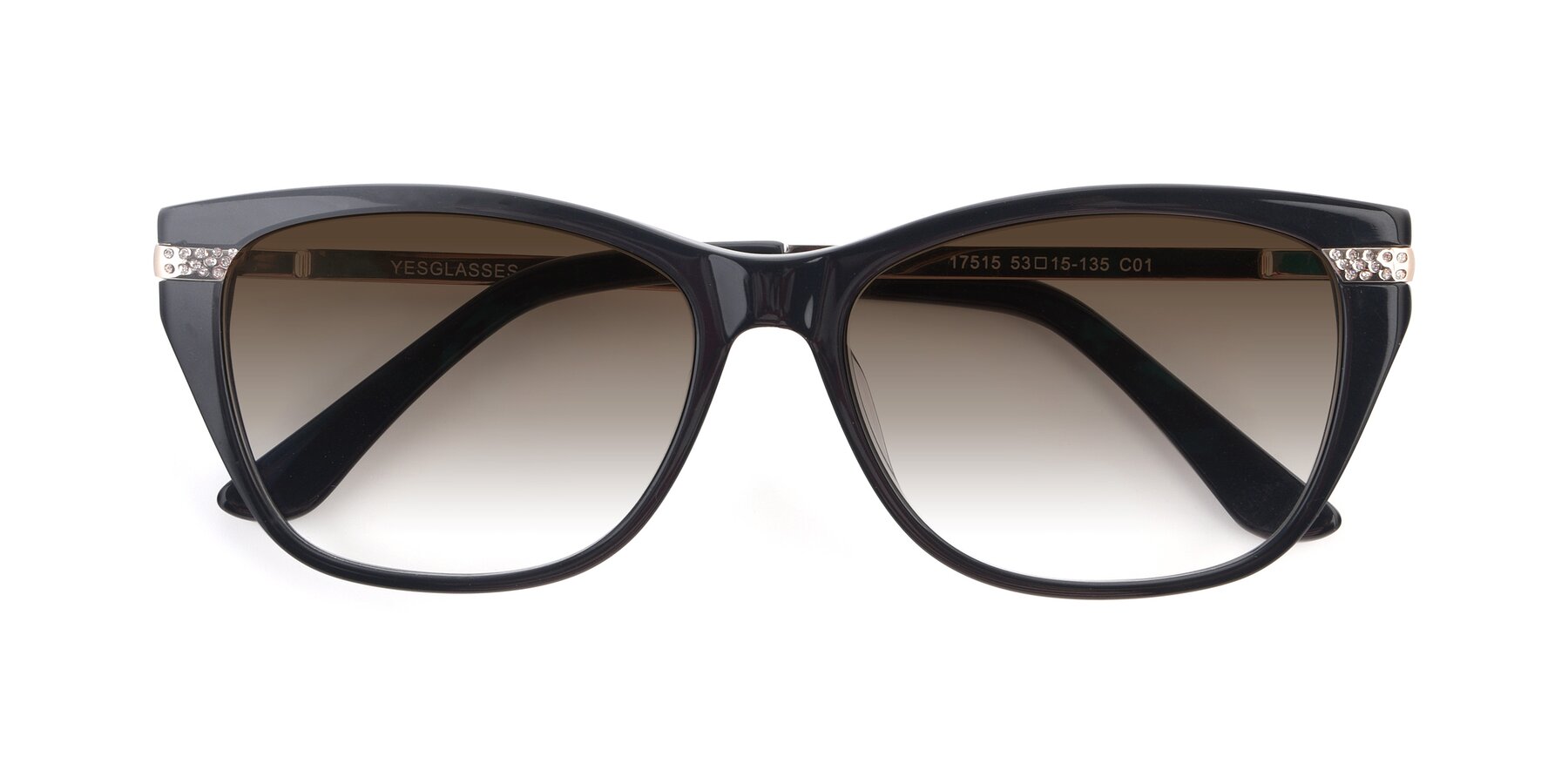 Folded Front of 17515 in Black with Brown Gradient Lenses
