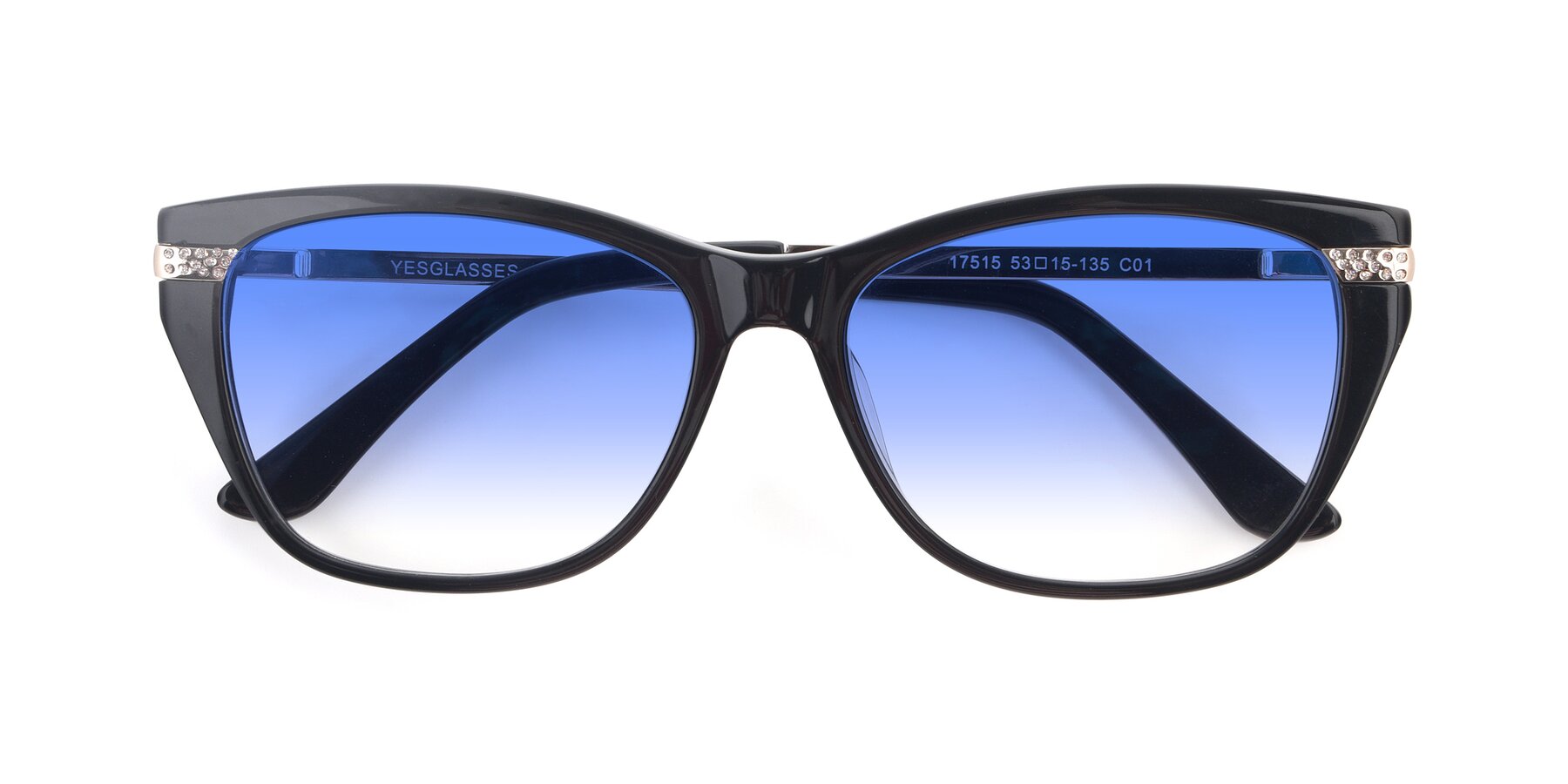 Folded Front of 17515 in Black with Blue Gradient Lenses