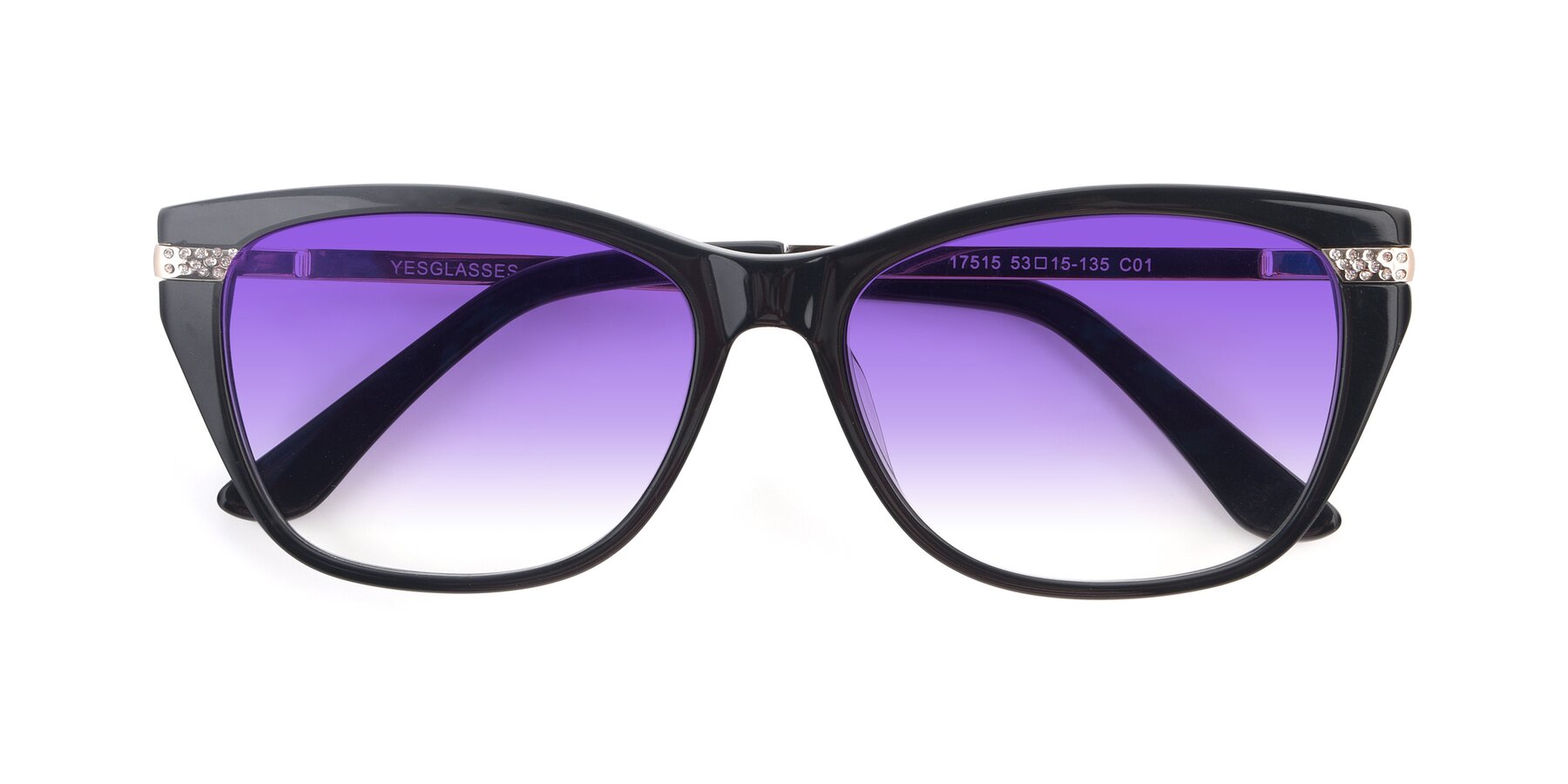 Folded Front of 17515 in Black with Purple Gradient Lenses