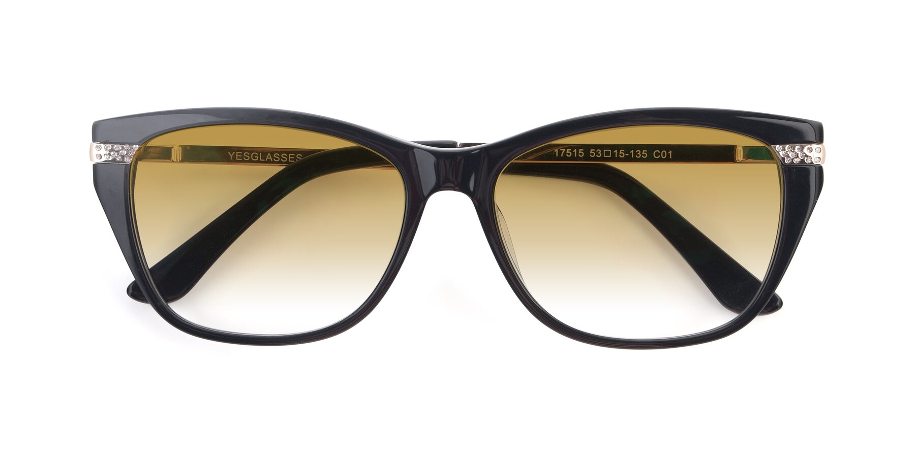 Folded Front of 17515 in Black with Champagne Gradient Lenses