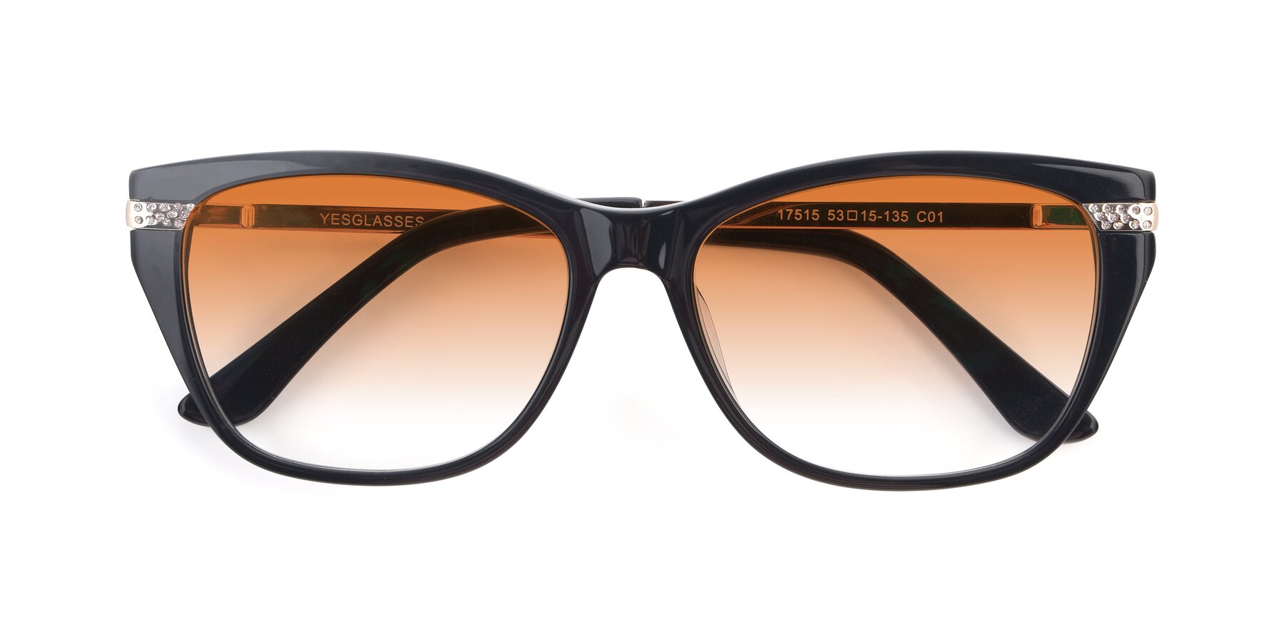 Folded Front of 17515 in Black with Orange Gradient Lenses