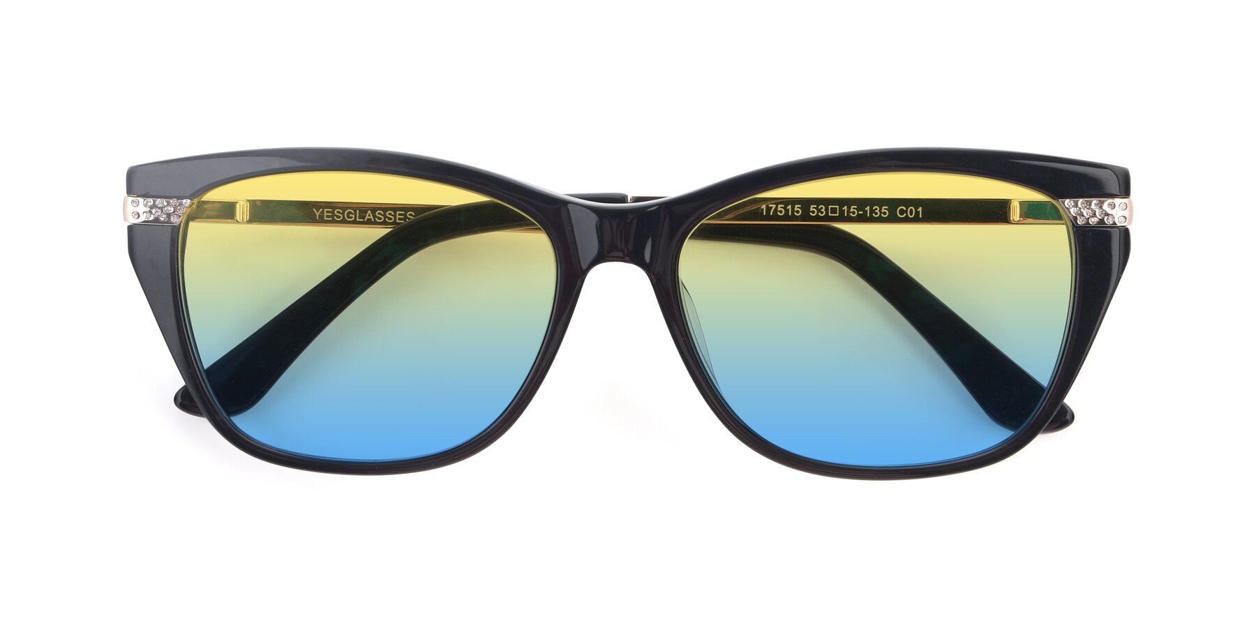 Folded Front of 17515 in Black with Yellow / Blue Gradient Lenses