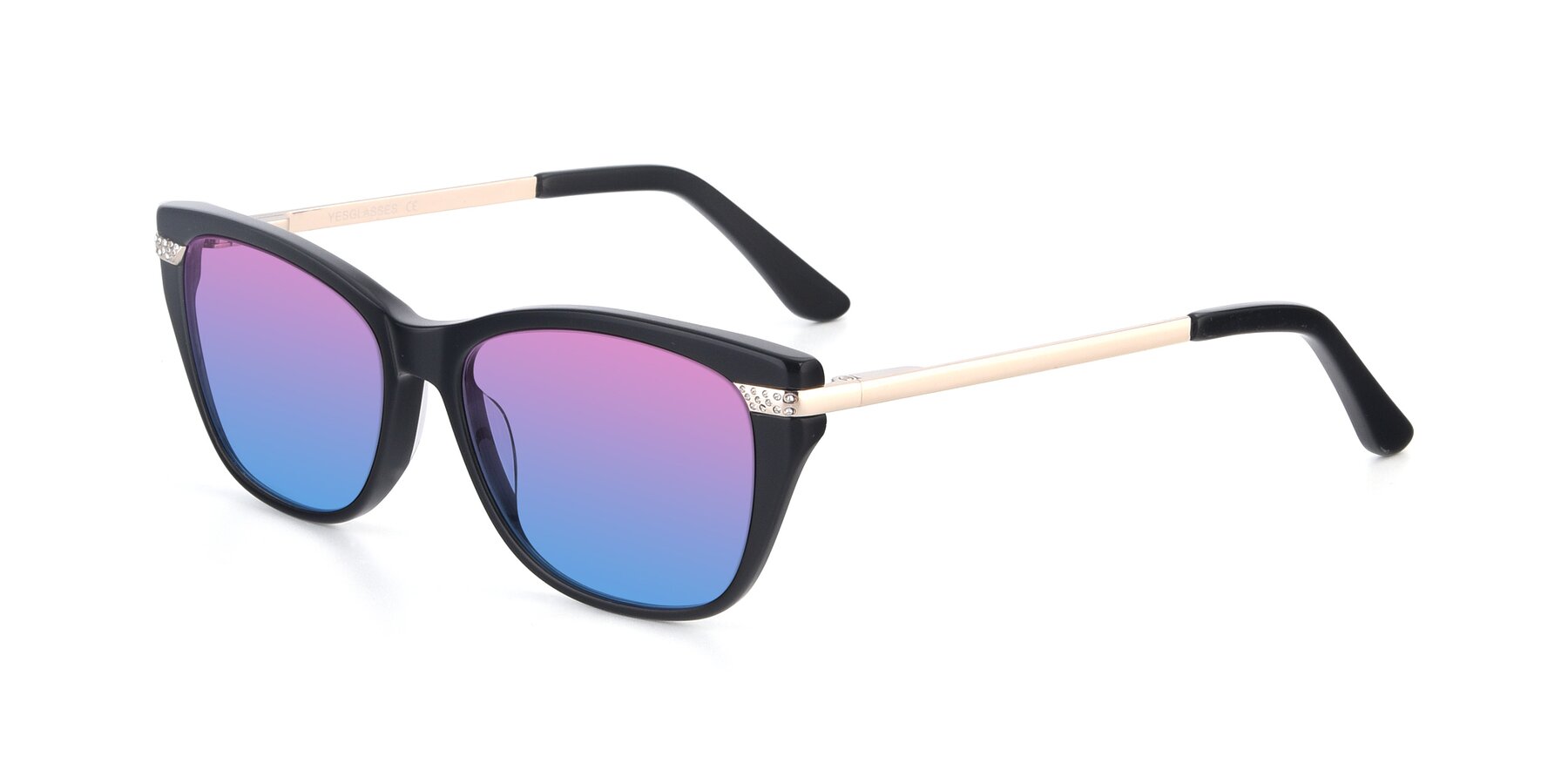 Angle of 17515 in Black with Pink / Blue Gradient Lenses
